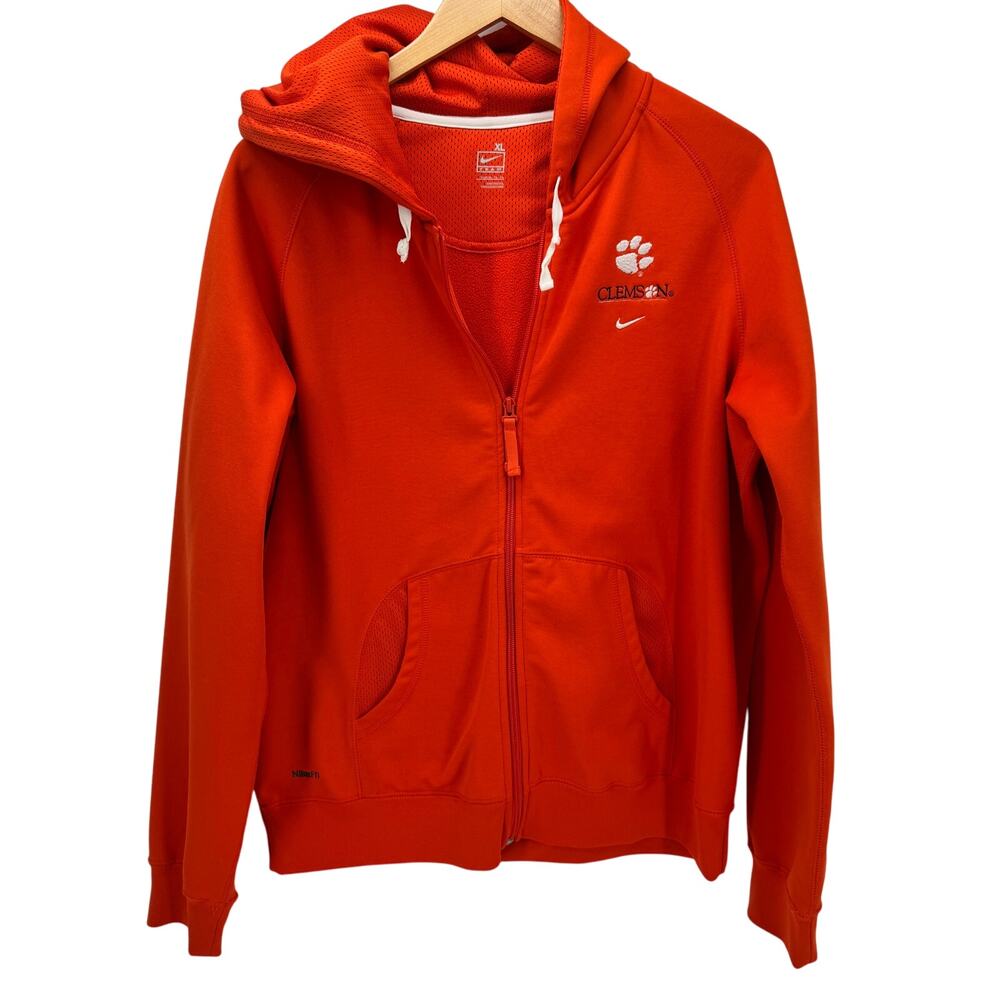 Clemson Tigers Hoodie Youth XL 14-16 Orange Full Zip Nike Team Jacket NikeFit